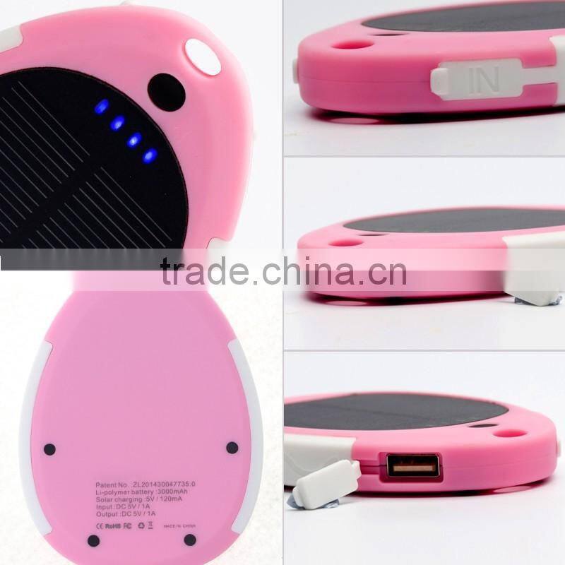 Lovely gifts 3000mah rohs solar cell phone charger instructions 5v 2a