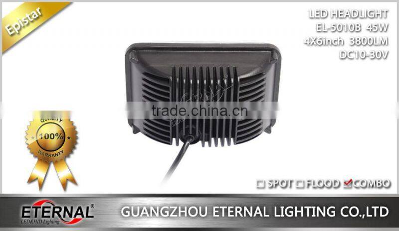 45W 4x6" high power led dual sealed headlight H4 for Dodge GMC Lincoln Maserati with out mounting brackets