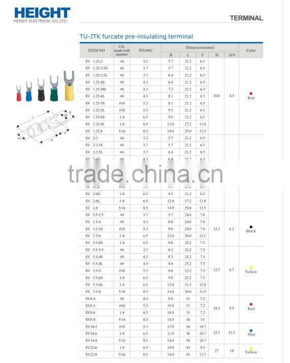 HEIGHT Best Selling terminal connector/ spade terminal/insulated spade terminal