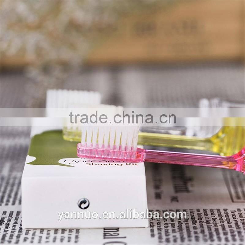 Transparent Plastic Disposable Portable Folding Toothbrush For Hotel and flight