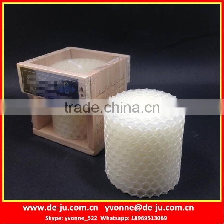 White Bee Wax Gift Small Wooden Box Candle