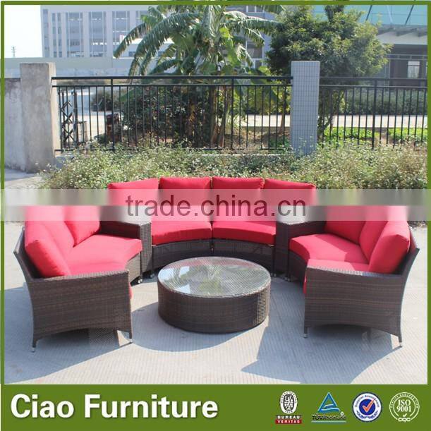 Outdoor garden furniture rattan round sofa sectional sofa set