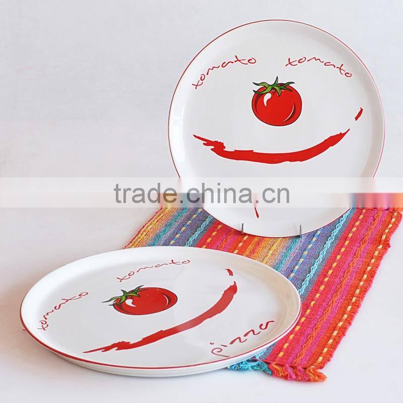 12 inch Ceramic Pizza Plate with Decal Printing
