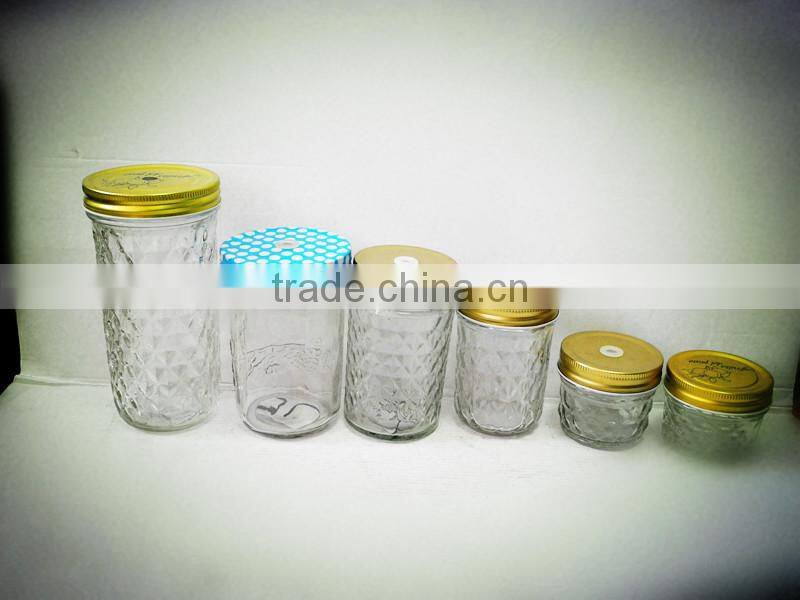 wholesale diamaond pineapple glass jam jar with metal lid