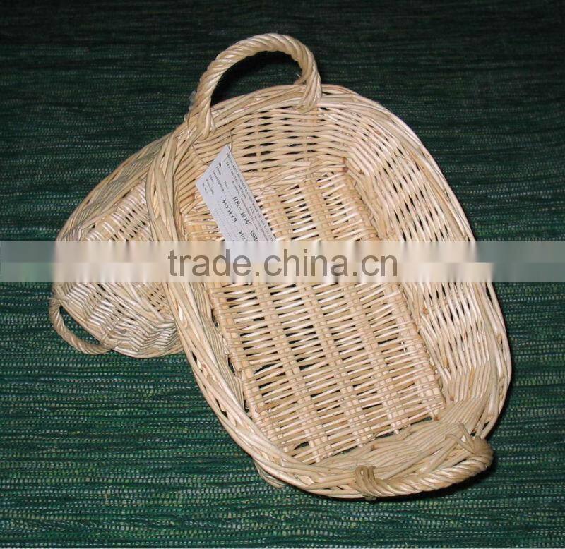 natual full buff oval wicker basket tray with handle(factory provide)