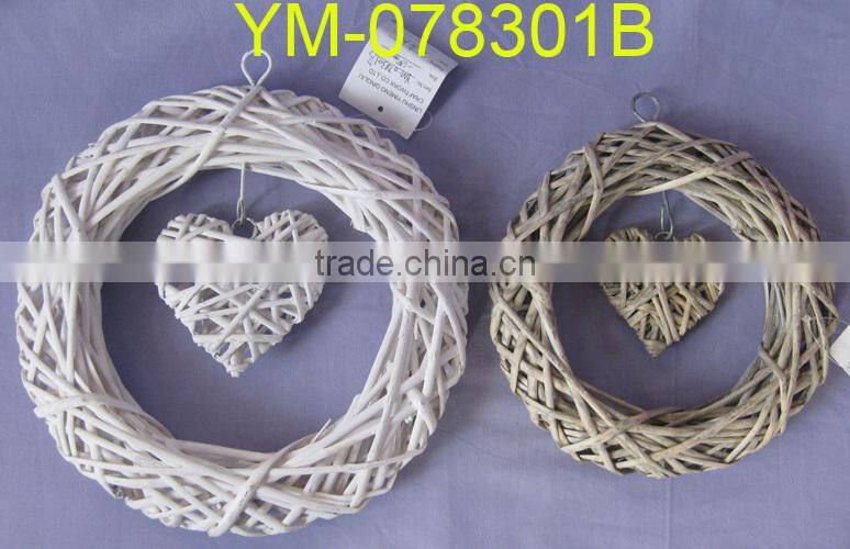 Willow Wreath Decorations with Hanging Heart