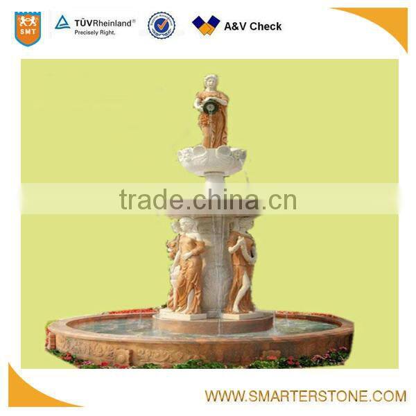 Bright red 2 layers modern garden water fountains for garden