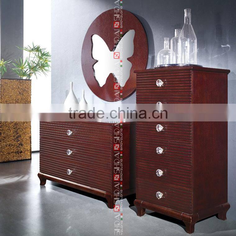 Modern Century 6 Drawer Walnut Finish Bedroom Furniture Chest Dresser