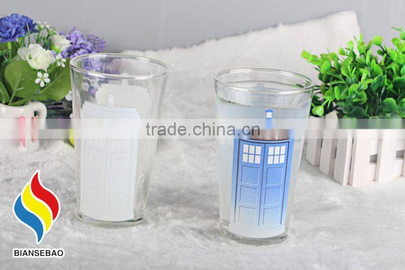 custom design hot sale temperature color change glass cup