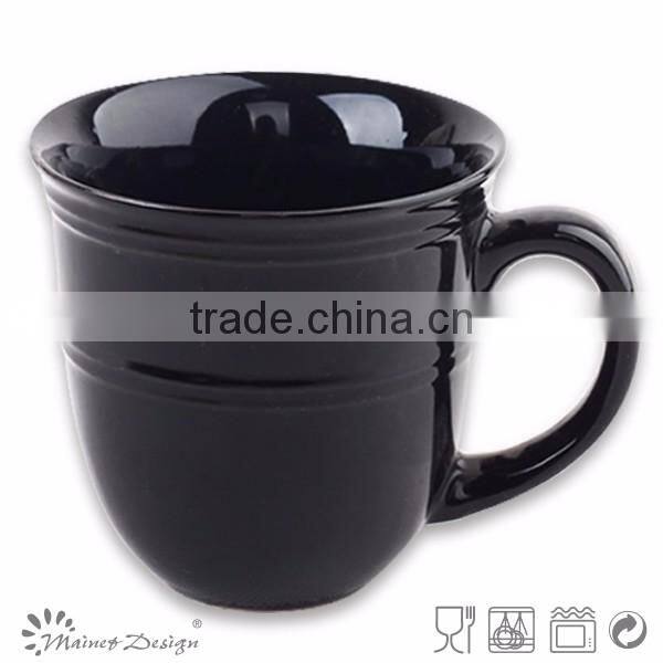 Colorful glaze embossed yellow high quality stoneware mugs