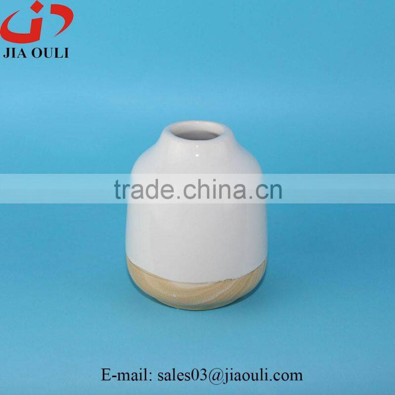 Hot design home decoration oriental wood trim ceramic vase
