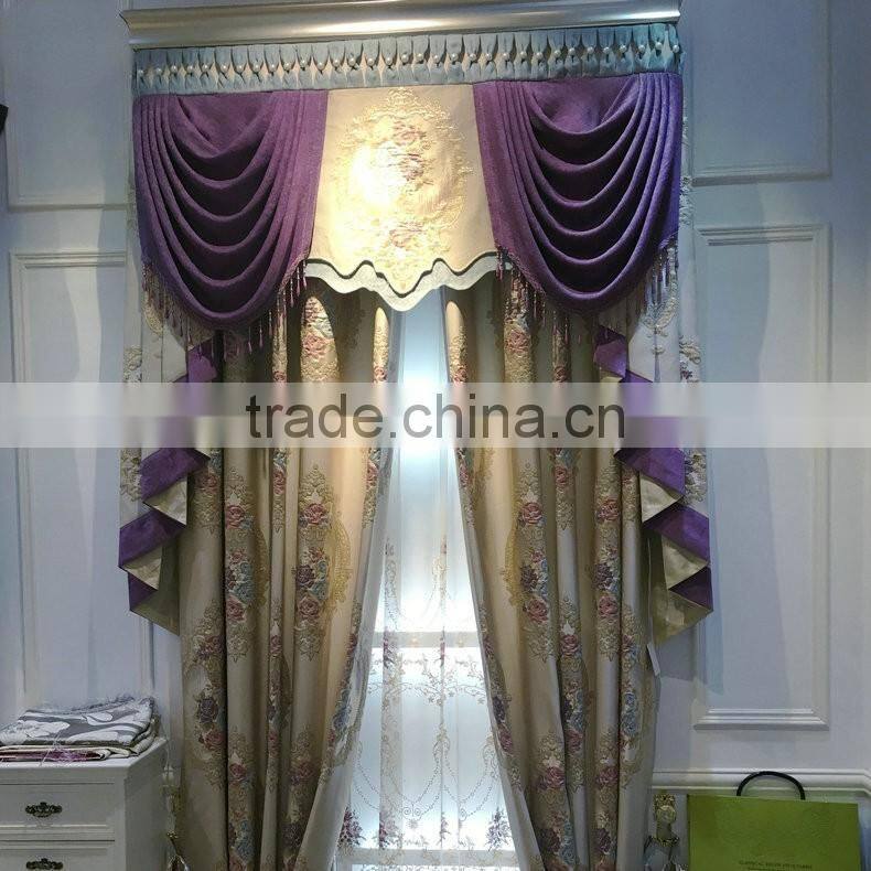 p-8637 European window shade purple curtain fabric bedroom living room floor floating curtains customized curtain fabric