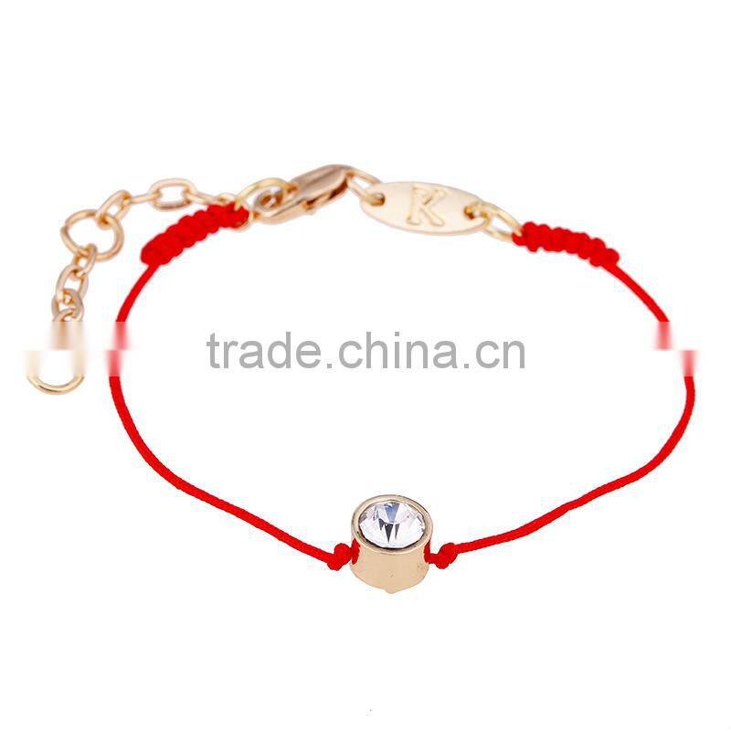 tiny clear round diamond charm luck red string bracelet cubic zirconia gold charm luck red thread bracelet