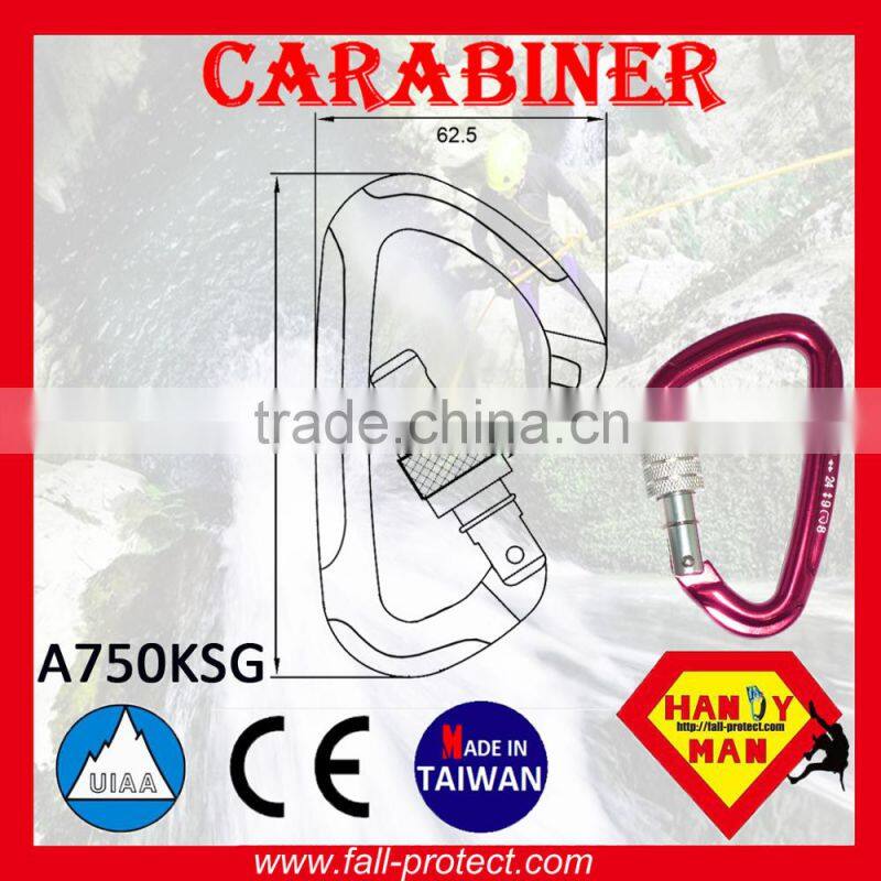 CE+UIAA Certificate Mountain Climbing Aluminum Carabiner With 24KN