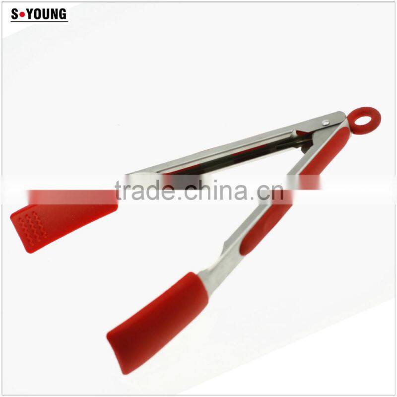 14001 Kitchen and Barbecue Grill Tongs Silicone BBQ Cooking Stainless Steel Locking Food Tong