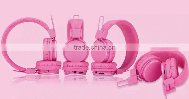 Good quality FM radio wireless sports headphone sexy girl pink bluetooth earphone
