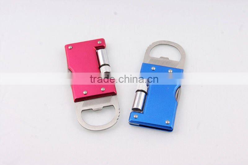 2014 new Mini aluminium oxide keychain Knife with mini light/pocket keychain/keychain knife