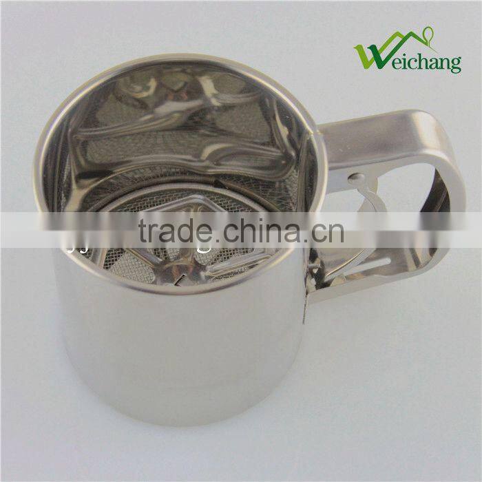 WCR291Cooking Classic Stainless Steel Flour Sifter single Mesh Screen One-handed Stainless Steel Flour High quality