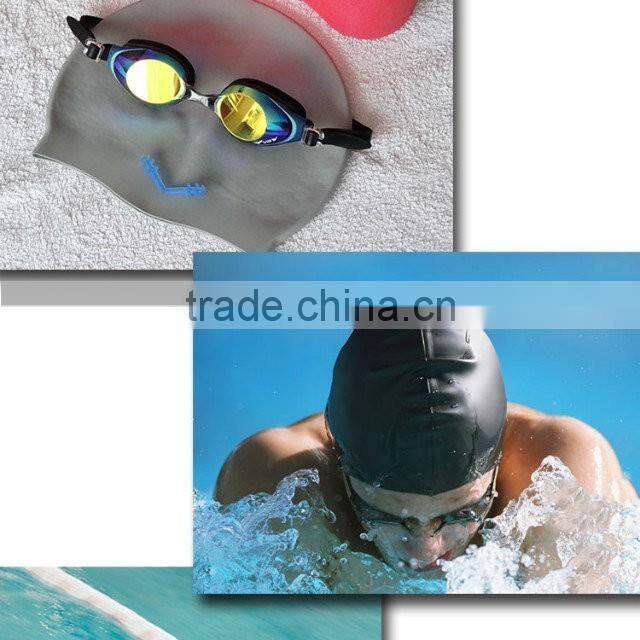 customized logo printed waterproof silicone swimming cap for long hair