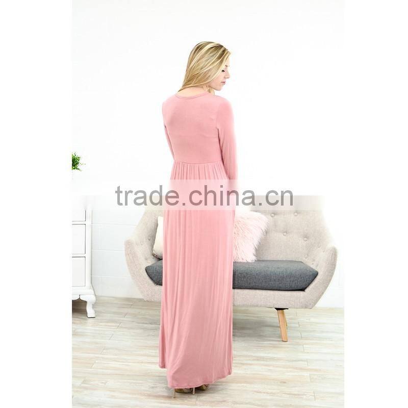 2017 Spring Women Latest High Waist Long Sleeve Maxi Dress HSD9901