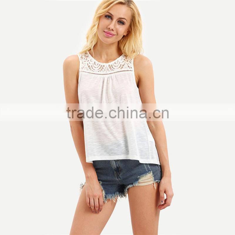 2016 Summer Style Women Crochet and lace Tops T-Shirt Blouse Casual O-Neck Loose Tees Short Sleeve T Shirt
