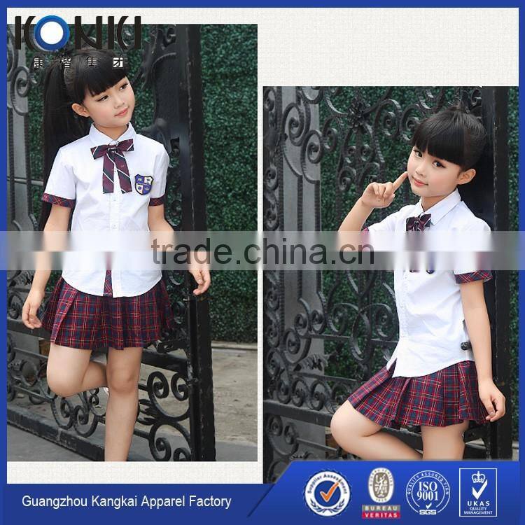 white school uniforms shirt navy short/skirt school uniform factory