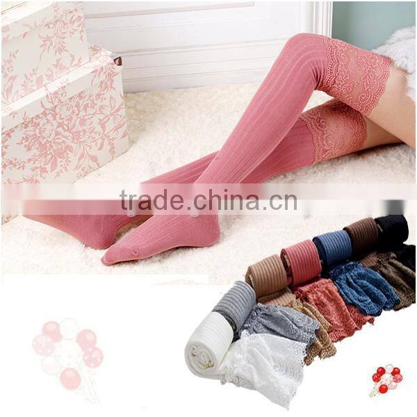 Sexy lace cotton thigh stockings