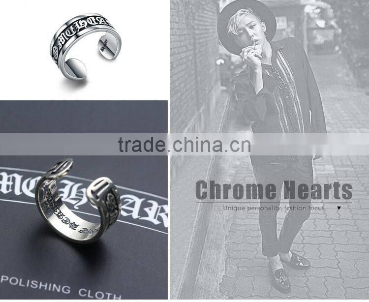 Manufacturer top quality words patterned men's jewelry mystic sterling silver big ring for men