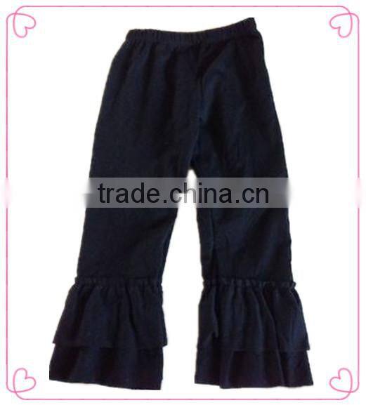 Hot Design childrens spring wear cotton pants cheap black ruffles leggings 100% cotton black solid petti trousers for Baby