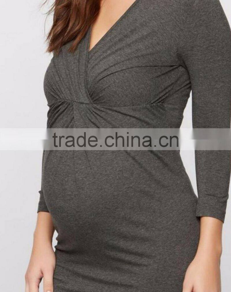 Office maternity clothing v neck dress
