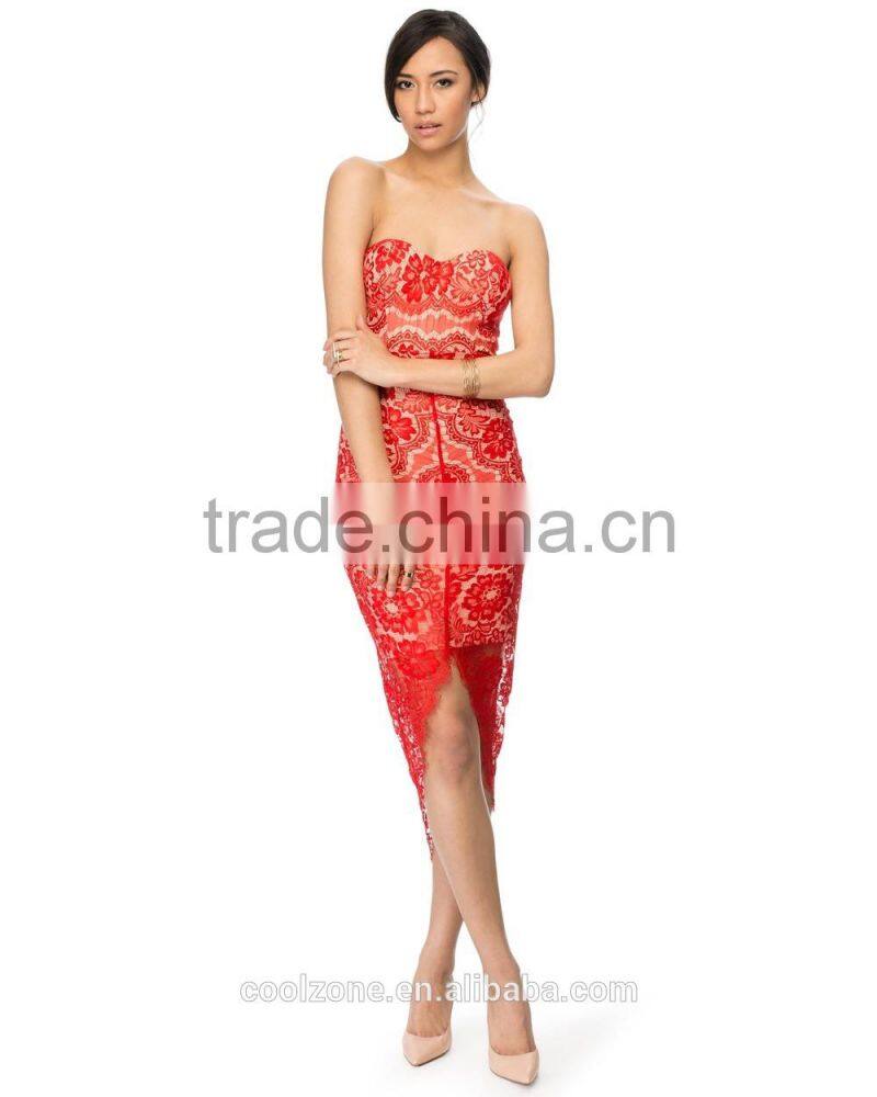 Fashion sweetheart neck strapless cocktail dress with graduated hem