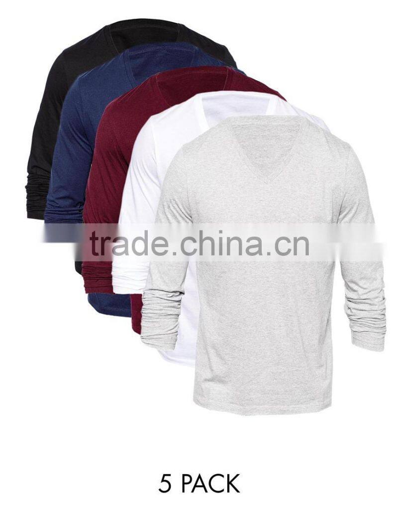 Long Sleeve T-Shirt With V Neck 5 Pack Save 25% China products