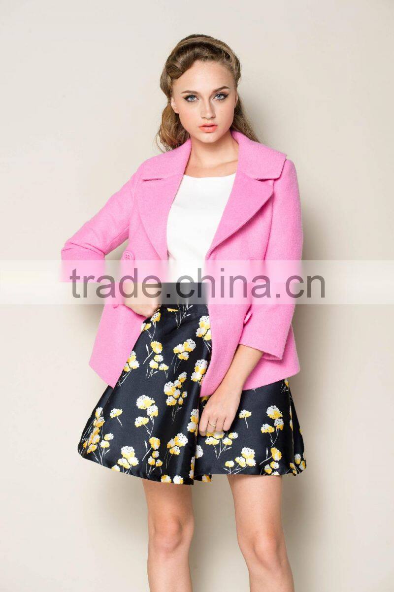 latest formal office style fashionable short women coats wool 2015
