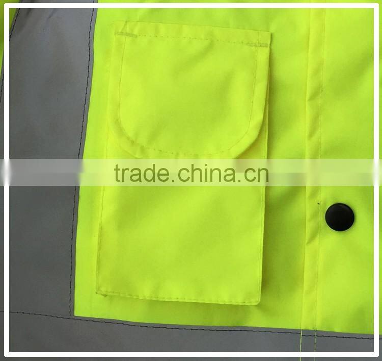 EN343 EN20471 mens safety waterproof cheap fluorescent Rain jacket