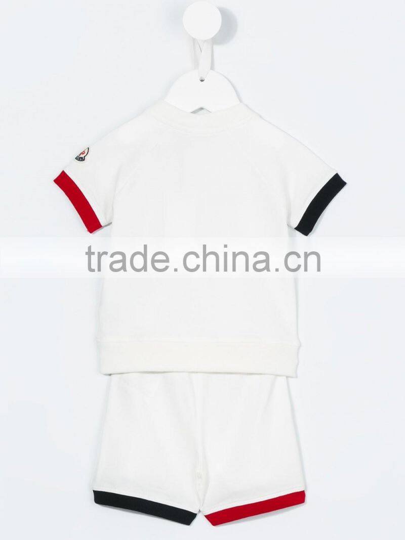 2017 new design custom summer kids color block tracksuit clothes set kids active wear baby clothes set