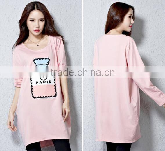 Autumn maternity T-shirt, long sleeve T-shirt, big size cotton T-shir