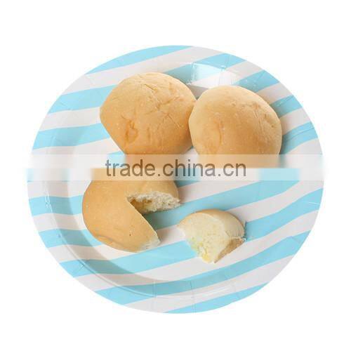 Blue Stripe Pattern Round Paper Food Plates 23.0cm