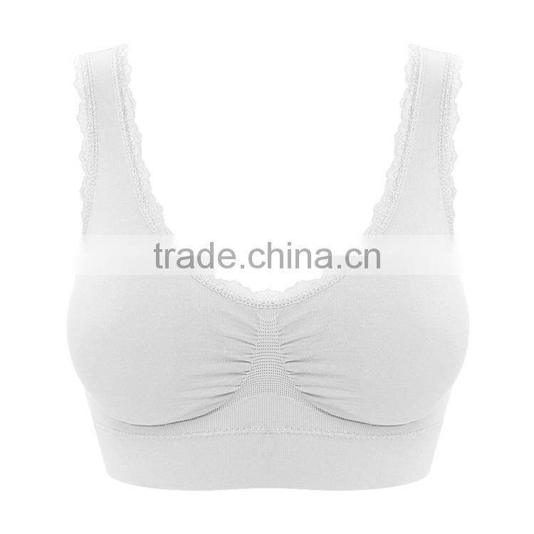 High grade shockproof full cup lace U-design nylon sexy women sports bra