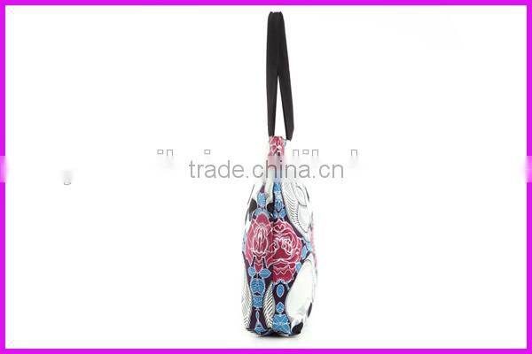 2014 fashion skull printed stripe canvas beach tote bag wholesale