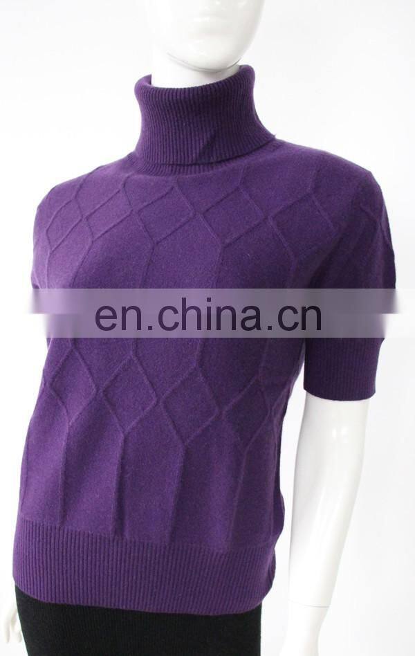 162-96 women flat knit v neck reverse cashmere sweater