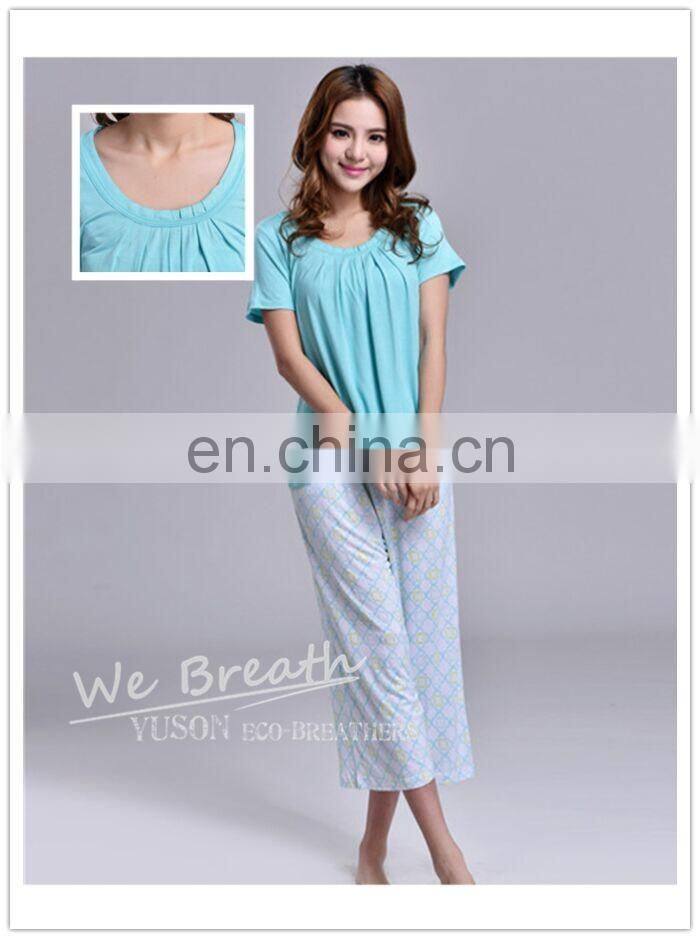 Apparel& Fashion Underwear& Nightwear Sleepwear& Pajamas Summer Bamboo Fiber Pajama Capri Set Women