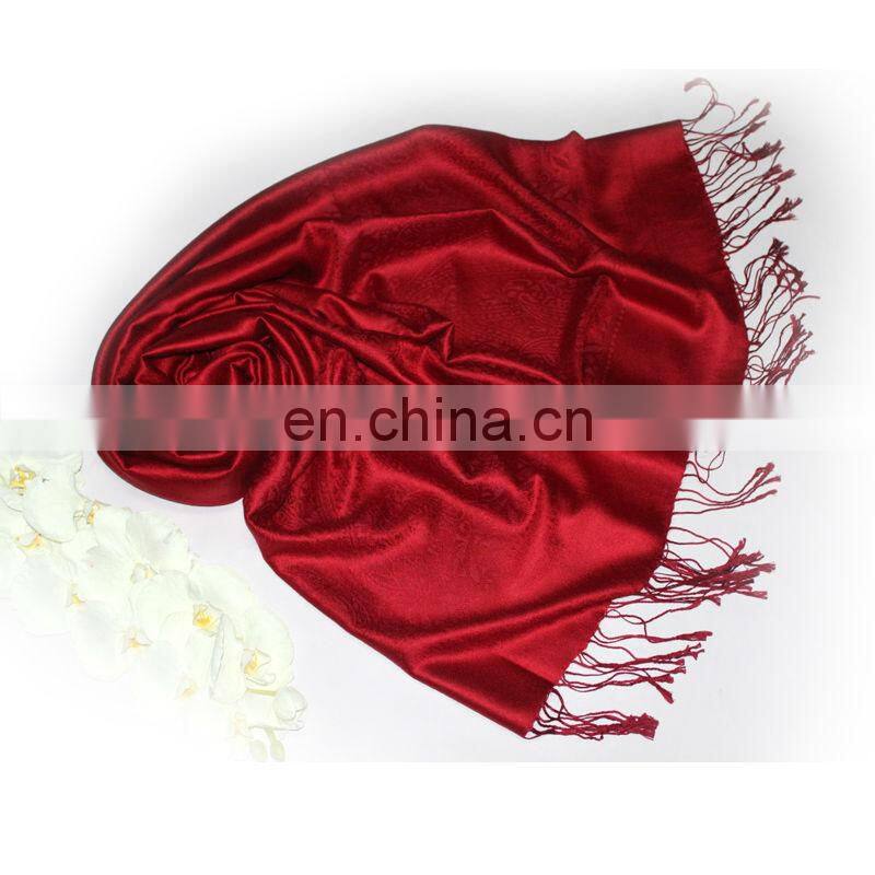 factory directly lady red silk pashmina (JDS-042_1401#)