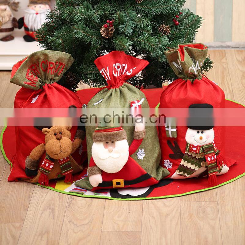 Large Christmas Gift Bags Non Woven Bag Santa Snowman Reindeer Candy Bag Wholesale Santa Sacks Christmas Decoration 2017