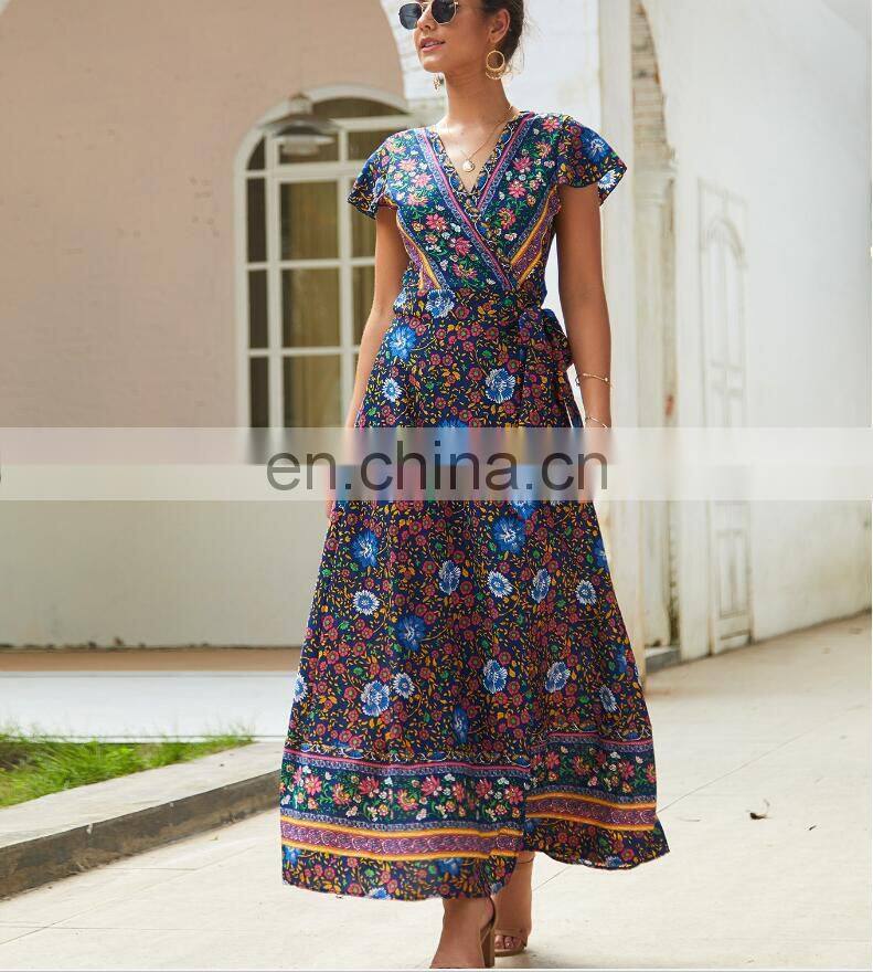 Baroque Border Print Plus size Short Sleeve Cover up Women Summer Casual Dress