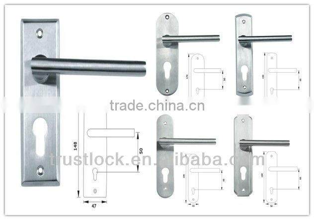 Solid Stainless Steel Door Lock Lever Handle with Plate