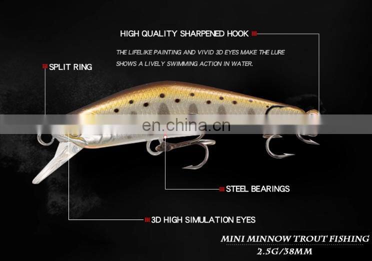 fishing artificial lure 2g 3.8cm mini sinking minnow hard plastic bait lure pesca bait