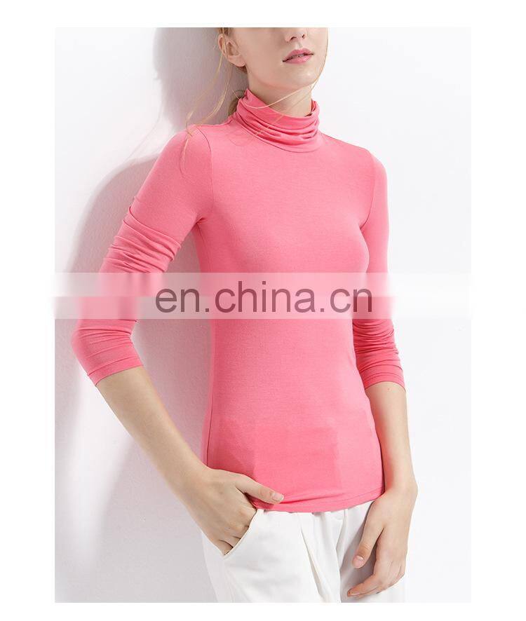 62/5000 Wholesale Custom-made Large Women's autumn long-sleeved t-shirt women's solid color Turtleneck Modert jacket autumn