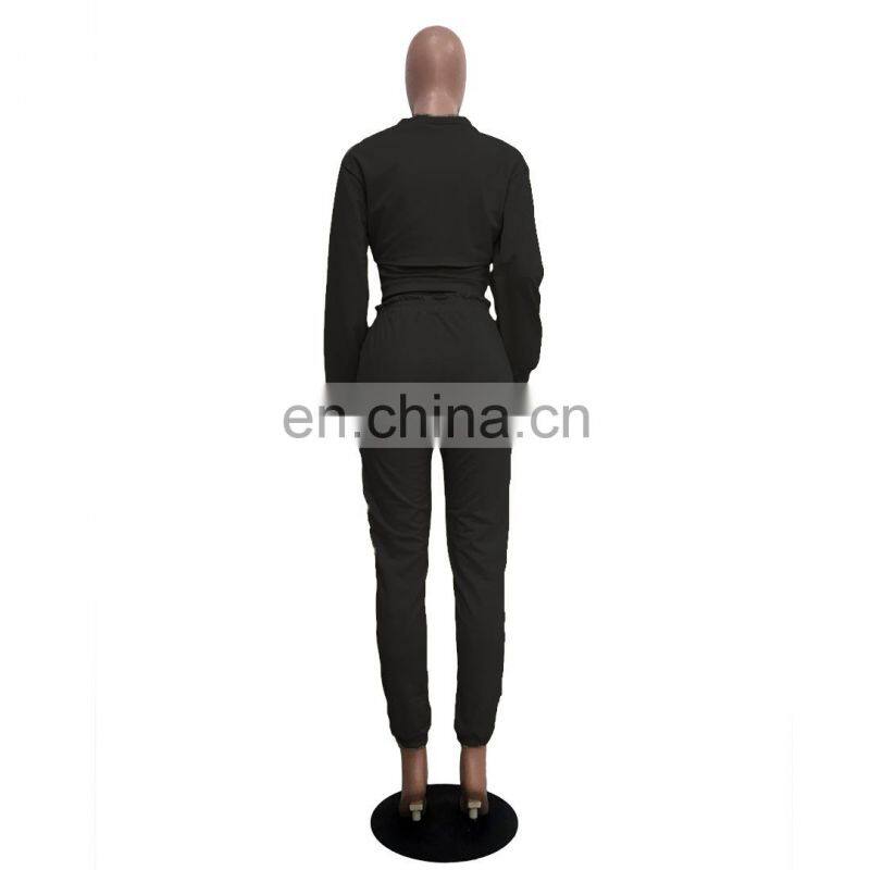 New Products 2021 Ladies Long Sleeve Bodysuit Jumpsuit 3 Piece Set Ladies Stacking Jogging Set