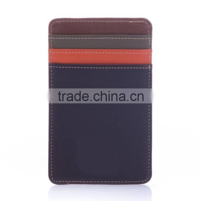 vertically Genuine Leather transparent window Colorful ID Credit Card Holder or Business Name Card Case pocket wallet