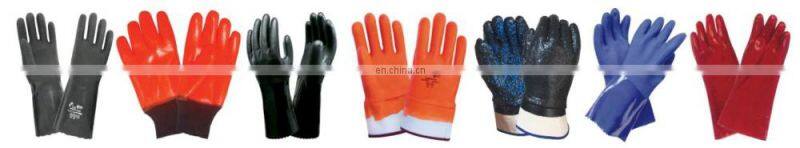 Winter Cotton Jersey Lined Black PVC Sandy Rubber Glove Oil and Gas Work Glove